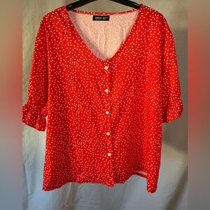 BloomChic Red and White Polka Dot Blouse